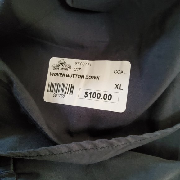 S.K.U. Save Khaki United Long Sleeve Button Down Shirt XL Grey New - Picture 5 of 7